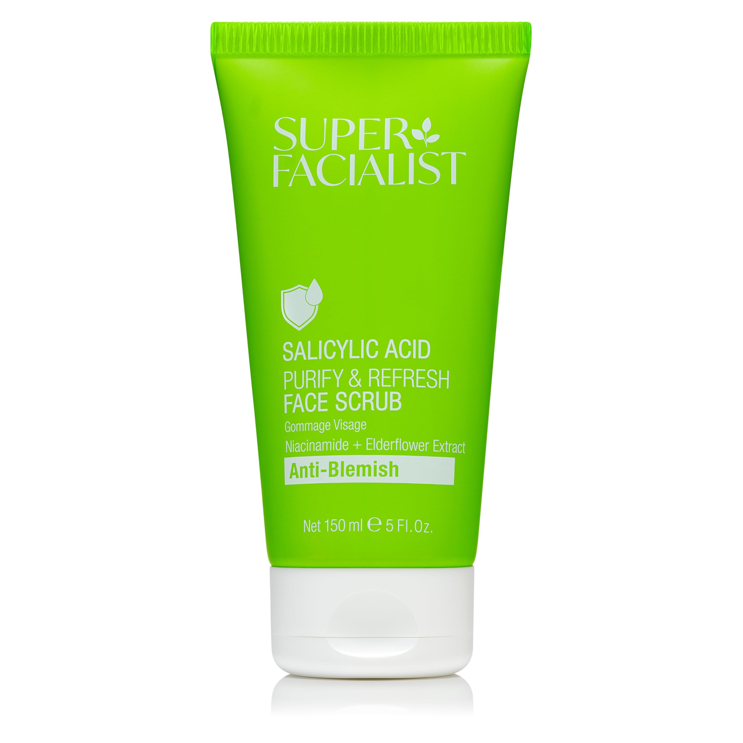 Super Facialist Salicylic Acid Anti Blemish Purify & Refresh Face Scrub - Face Wash for Acne Treatment & Blackhead Remover with Salicylic Acid & Vitamin B 3, Vegan Friendly, 150ml