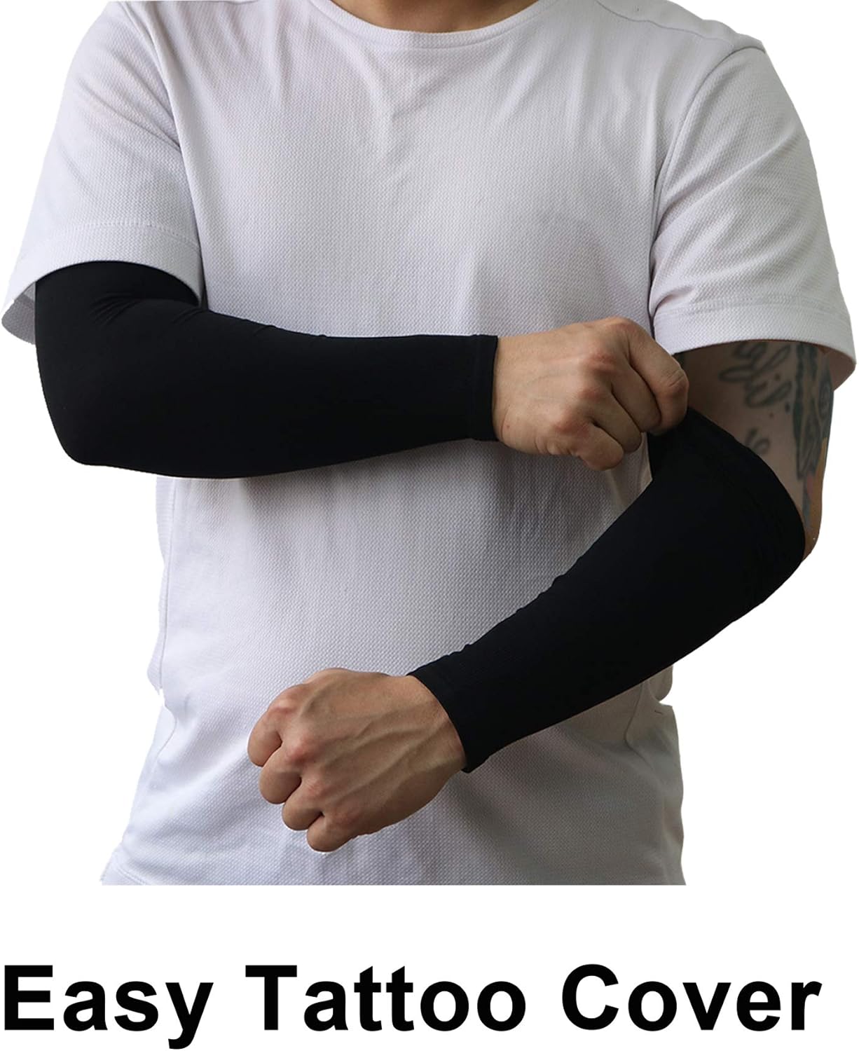 PFFY 3 Pairs UV Protection Cooling Arm Sleeves for Men and Women UPF 50 Sun Sleeve Black: Clothing