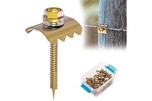 WUNO SHOP Fence Staples, Fence Post Screws for Softwoods, Fence Fasteners for Wire Fencing, Reuse Fence Staple Nails with Wire Fixer for Wire Mesh and Woven Fencing (1.8 inch-100 Pcs)