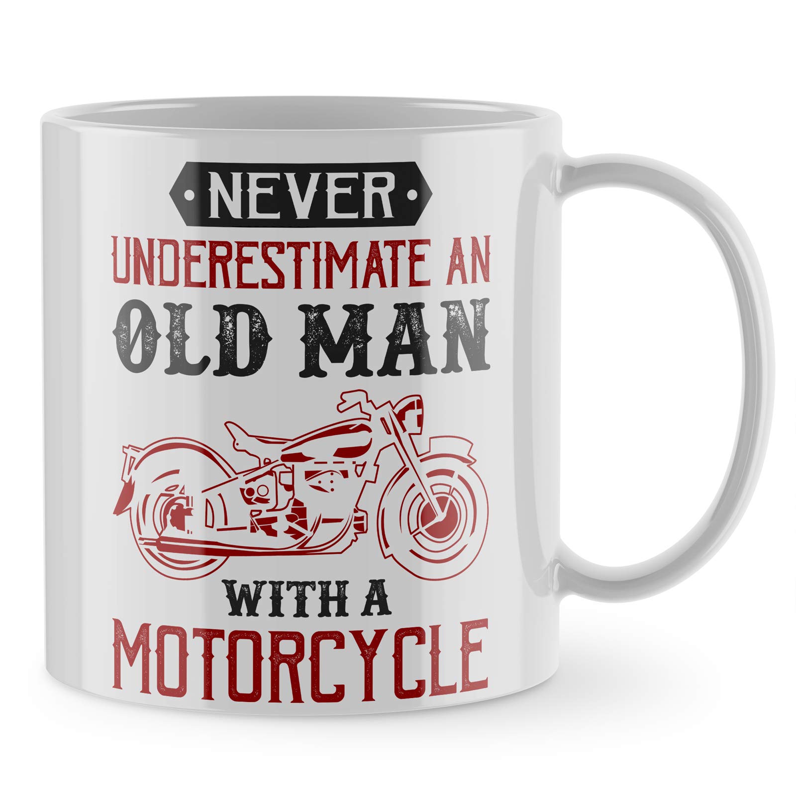 Motorbike Gifts for Men - Never Underestimate an Old Man with A Motorcycle Funny Mug - Funny Gifts for Men (White)