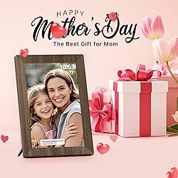 Frameo 10.1" Digital Picture Frame, Gray Wood Smart