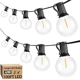 Bosceos 100ft Outdoor G50 LED Globe String Lights Waterproof with 52 Bulbs | Shatterproof Light Strings Connectable Commercial Dimmable Hanging Lights for Christmas Patio House Backyard Balcony Party