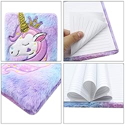 Fuzzy Plush Notebook Journal Cute Rainbow Unicorn