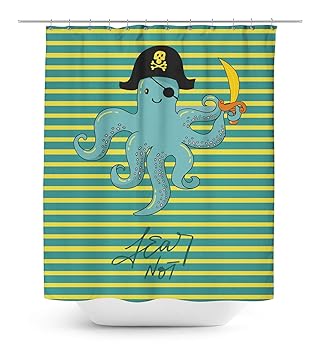 Amazon Com Timingila Green Shower Curtains Stripe Pirate Octopus