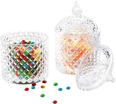 Comsaf Glass Candy Dish With Lid Decorative Candy Bowl Crystal