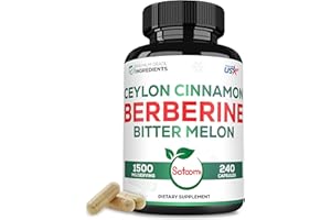 SATOOMI Berberine 1500mg Supplement with Organic Ceylon Cinnamon Bark & Bitter Melon - 240 Vegan Capsules for 80 Servings - Immune System, Heart Health, Body Management & Digestion Support