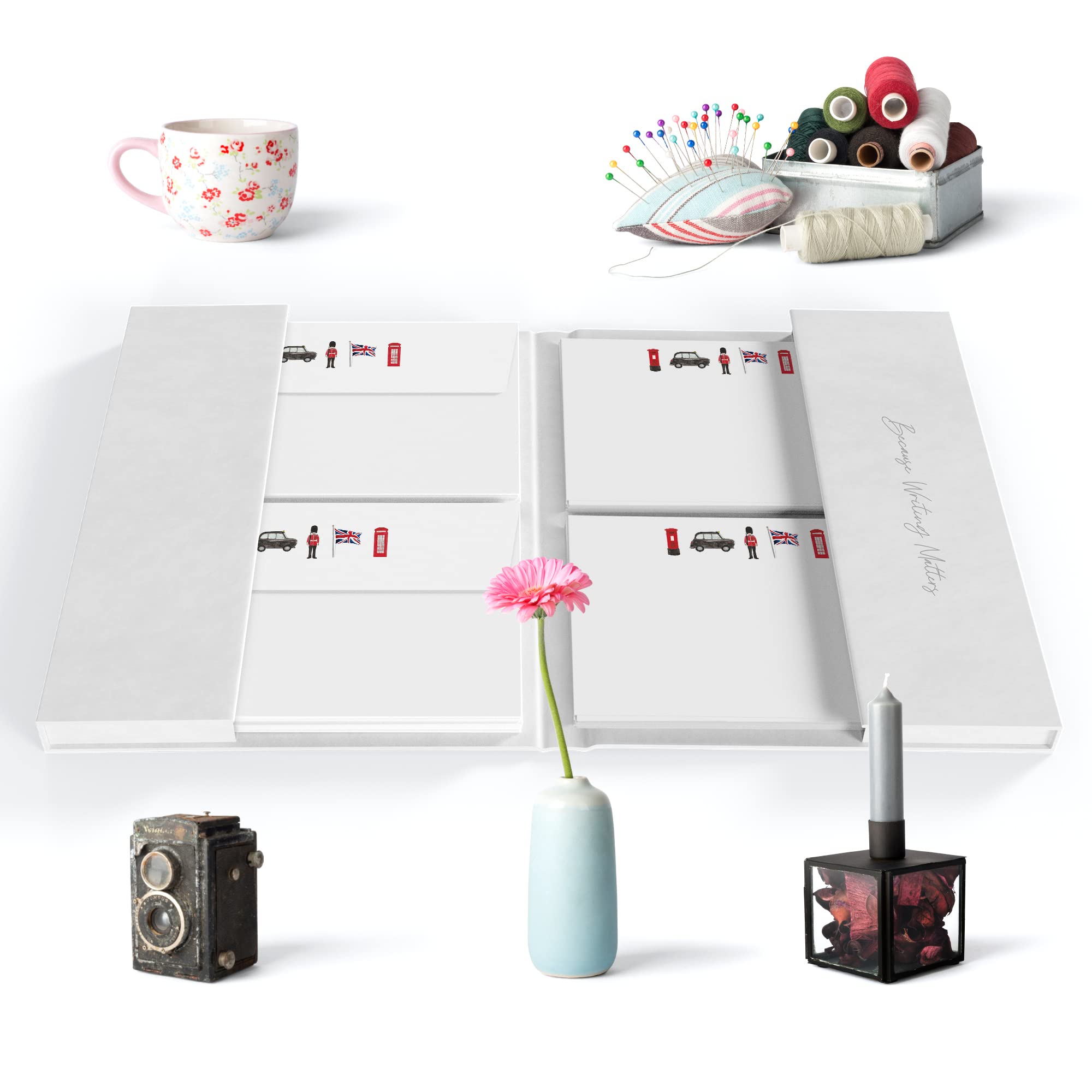 Me Loovely Beefeater Britain Flat Notecard And Envelopes Set A6 Size Blank Note Cards All Occasion Greeting Card | Christmas Gifts (Multipack Of 20 With Folder)