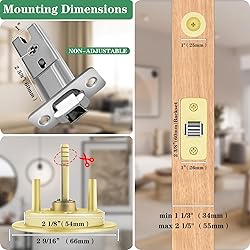 Round Pocket Door Lock with Keys Brushed Gold