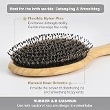 BESTOOL Hair Brush Boar & Nylon Bristles Round Paddle Eco Bamboo view 2