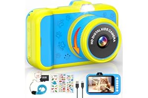 Uffylle Kids Camera, 1080P 48MP Front Selfie Toddler Camera, 3.5 inch Big Screen Toy Camera, 10X Zoom in Chritmas Birthday Gift Cameras for Kids Boys Girl Age 2 3 4 5 6 7 8 9 10 11 12, Blue