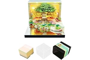 MACTANO 3D Art Calendar Memo Pad 2026, Creative Time Piece Calendar Flower Sea and Tree Island Rip Away Paper Carving Sticky DIY Note