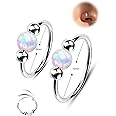 Jewseen 2PCS 316L Surgical Steel Nose Rings Hoop 18g 20g Opal Nose Rings for Women Septum Rings 8mm/10mm Nose Piercing Jewelry Cartilage Earring