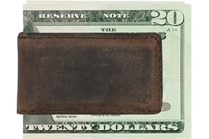 Real Leather Creations Brown Vintage Naturally Distressed Genuine Leather Money Clip – Magnetic - American Factory Direct - Made in USA FBA487