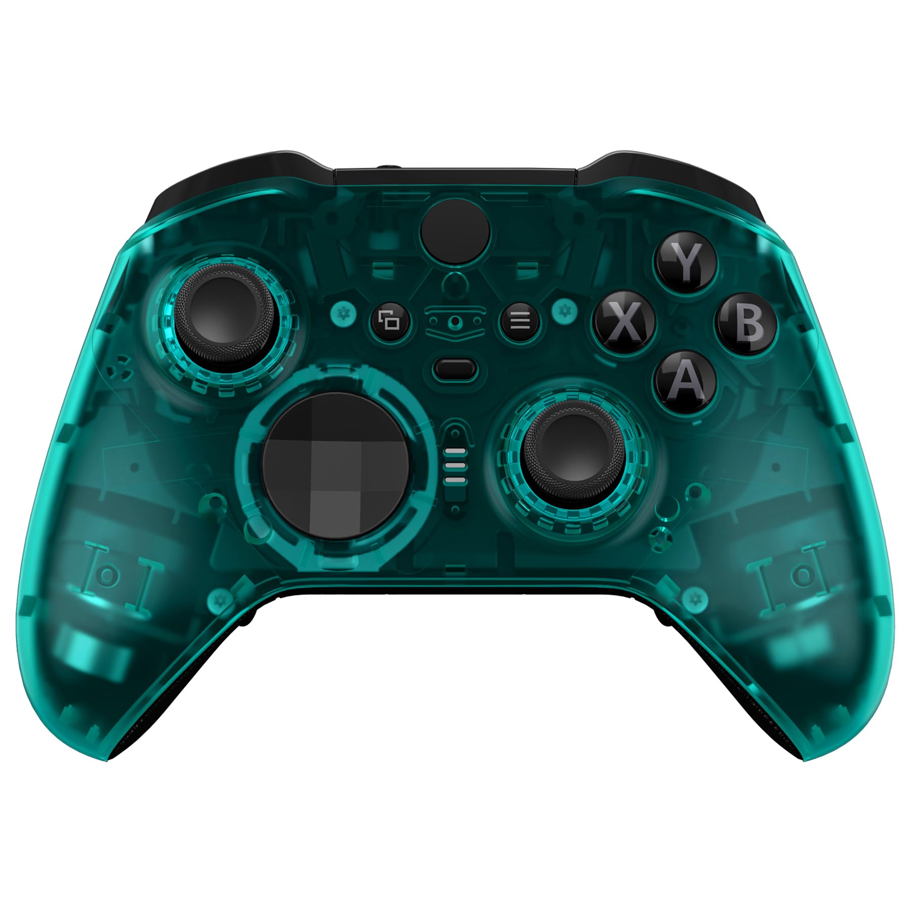 eXtremeRate Emerald Green Replacement Faceplate Cover for Xbox One Elite Controller Series 2 (Model 1797), Custom DIY Front Housing Shell Case & Accent Rings for Xbox Elite Series 2 Core Controller