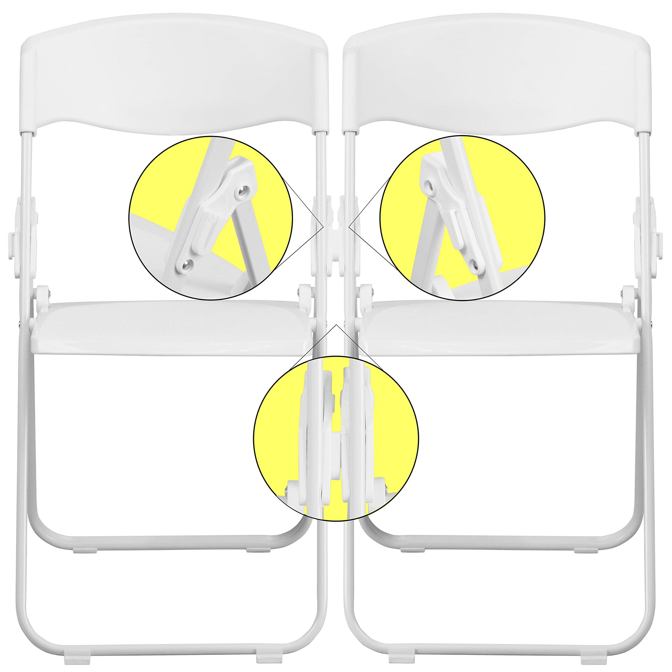 Flash Furniture HERCULES Series 880 lb. Capacity Heavy Duty White Plastic Folding Chair with Built-in Ganging Brackets