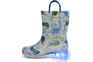 HugRain Light Up Rain Boots for Little Kids