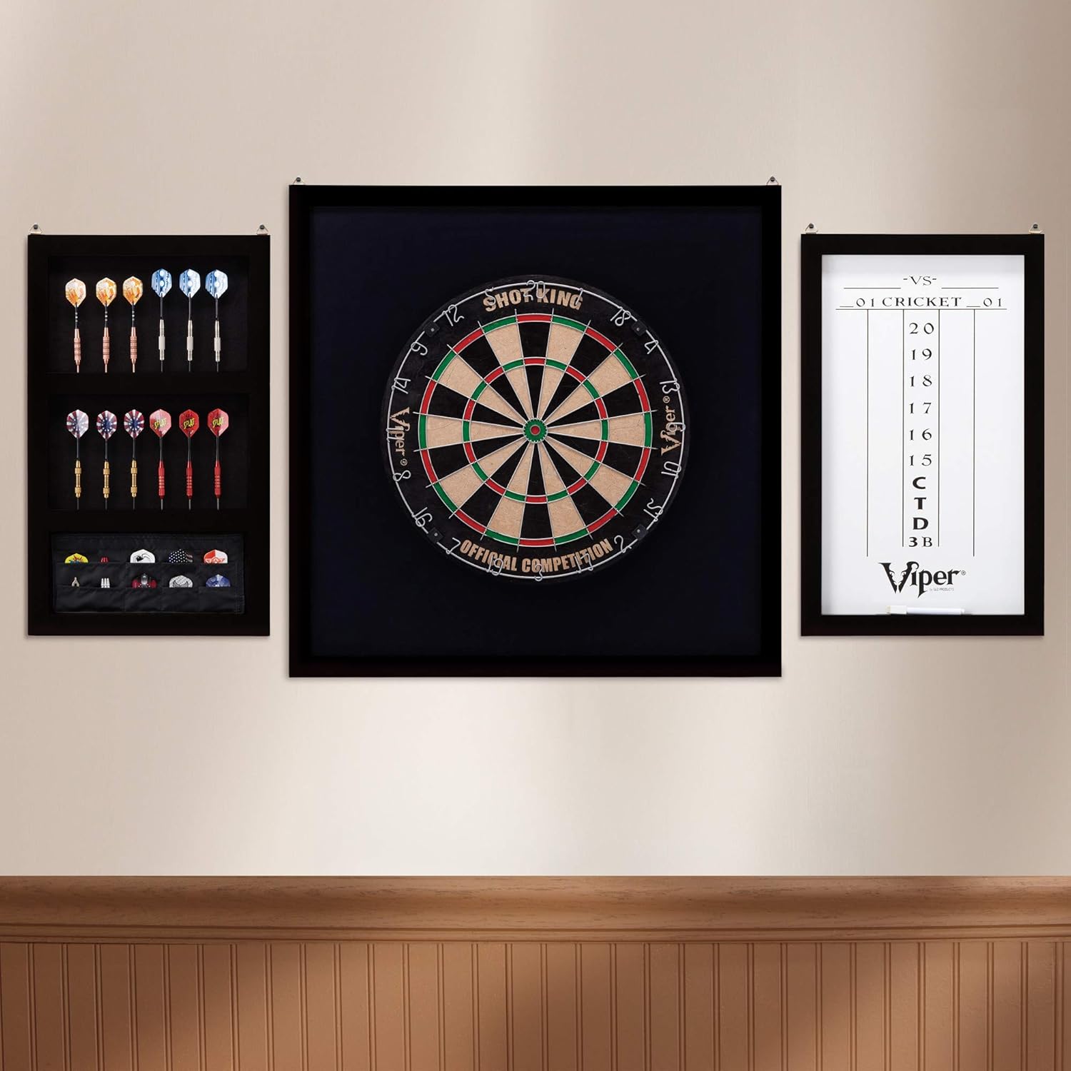 Viper Championship Wood Framed Dartboard Backboard Set, Mahogany Finish Black, 29“L x29“W x 1“H : Dart Backboards : Sports & Outdoors