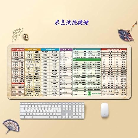 Amazon オフィスアーティファクトワード Pptロックエッジシックニングショートカットキーマウスパッド製キーボードパッド オーバーロック400x800x2mm Beige低ショートカットキー かご バスケット オンライン通販