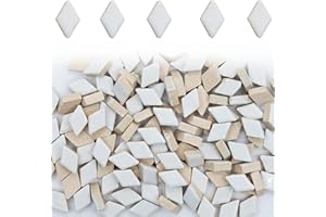 SMANTA White 120 Pieces Diamond Ceramic Tiles for Crafts, Mosaics Tile Bulk Small Rhombus Ceramic Tiles for DIY Picture Frames Handmade Stepping Stones Coasters Crafts Decoration