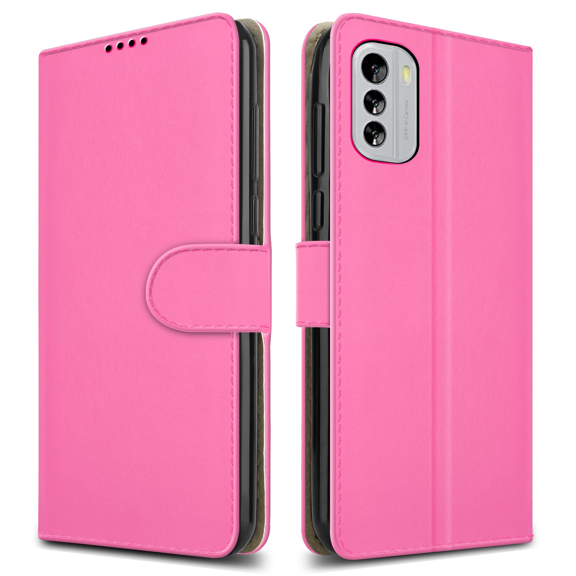 PIXFAB ForNokia G60 5G Leather Phone Case, Magnetic Closure Full Protection Book Folio Design, Wallet Case Cover [Card Slots] and [Kickstand] For Nokia G60 5G - Pink