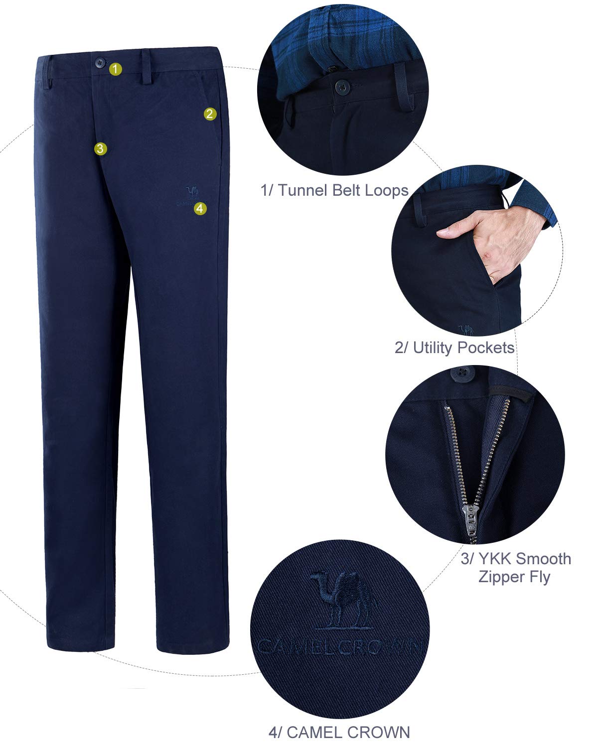 CAMEL CROWN Men\'s Outdoor Work Pants Relaxed Fit Cargo Pants Wrinkle Resistant