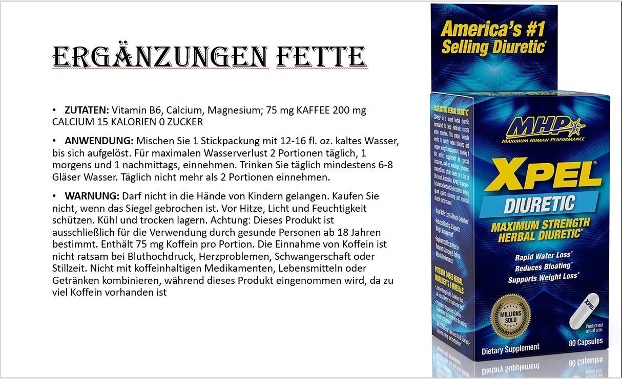 MHP Xpel Maximum Strength Diuretic Water Pills, for Water Retention