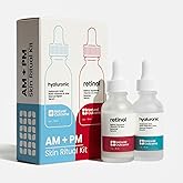 Natural Outcome Hydrating Hyaluronic Acid Serum and Retinol Facial Serum - Night and Day Anti Aging Facial Serum Set 1 oz Each, Vegan, Cruelty Free & Fragrance Free