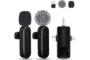 Tearstone Wireless Lavailer Microphone for iPhone, Android, Camera, Professional Wireless Mini Microphone, 4 in 1 Condenser Lapel Mic for Interview Video Podcast Vlog YouTube ASMR TikTok (2 Pcs)