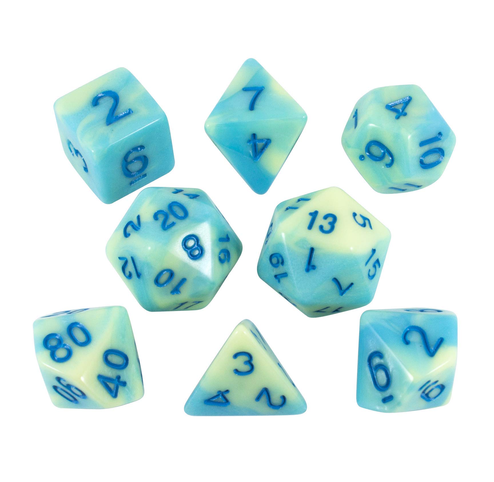 Paladin Roleplaying Blue and Yellow Dice - Expanded DnD Set with Extra D20 - 'Blue Mist'