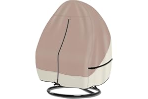 Porch Shield Patio Hanging Egg Chair Cover - 600D Waterproof Outdoor Double Seat Wicker Swing Egg Chair with Stand Protector, Light Tan & Khaki