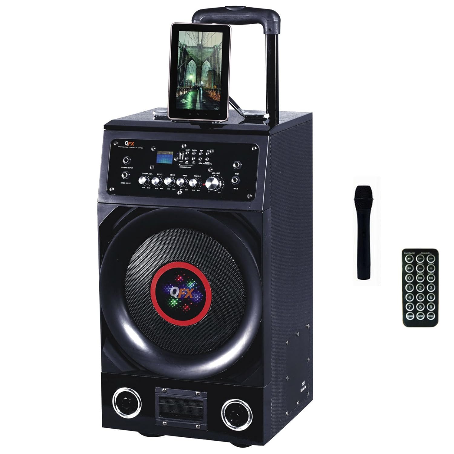 BLUETOOTH 600W PORTABLE BATTERY POWERED SPEAKER w/ AMPLIFIER MIC USB