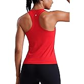 CRZ YOGA Seamless Racerback Tank Tops for Women - Gym Workout Athletic Running Sleeveless Shirts Breathable Scoop Neck