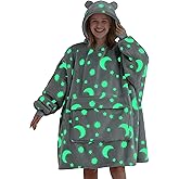 Yoofoss Wearable Blanket Hoodie, Oversized Glow in the Dark Sherpa Fleece Blanket with Pocket, Cozy Sweatshirt Blanket