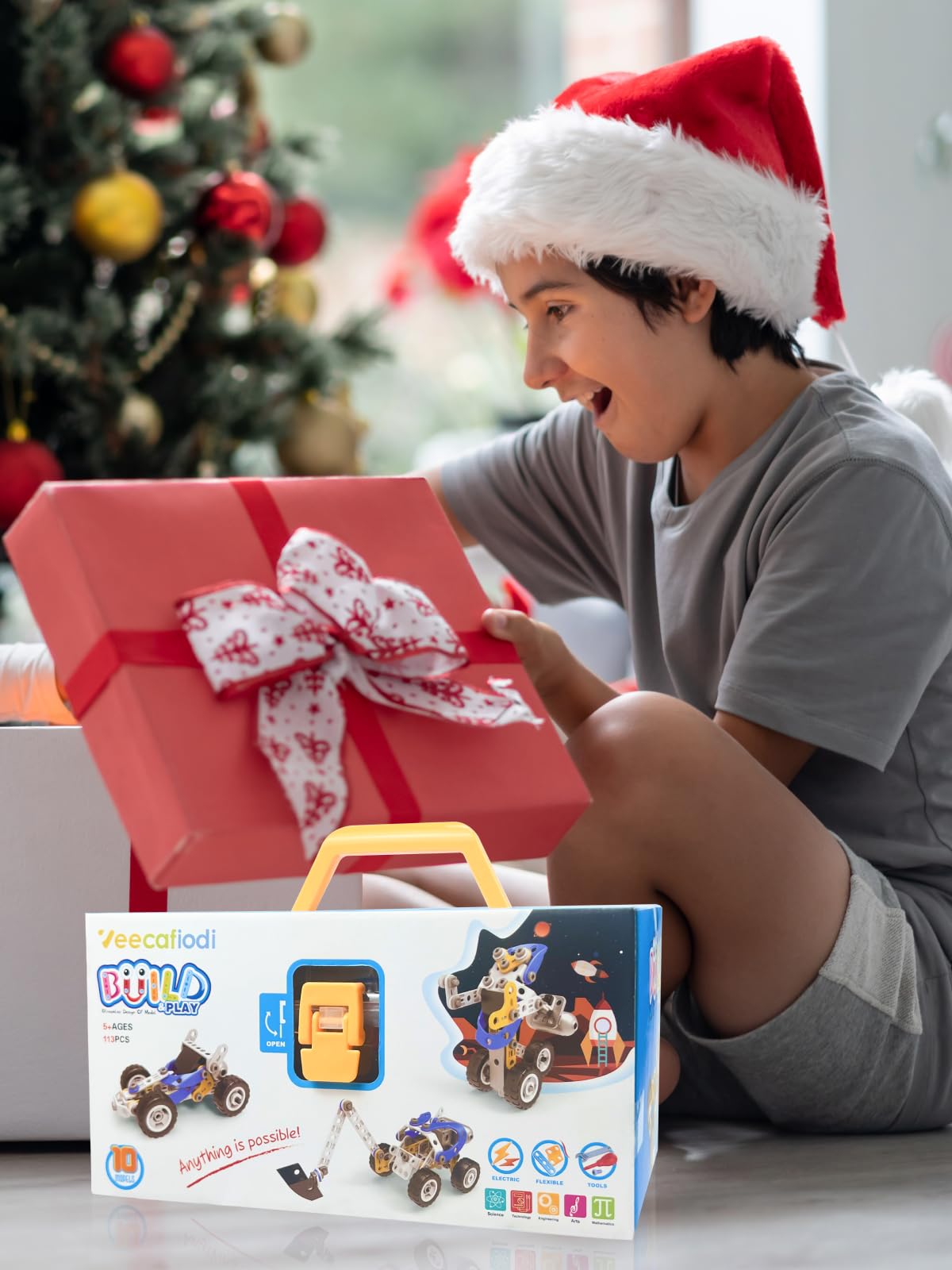 STEM Toys for 5 6 7 8+ Year Old Boy,10 in 1 Electric Building Toys for Kids Ages 4-8 5-7 6-8, Educational Racing Construction Science Kit for Boys 4-6 8-10, Creative Games Fun Birthday