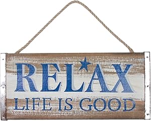 Beachcombers Relax Life is Good Coastal Plaque Sign Wall Hanging Decor Decoration for The Beach Blue