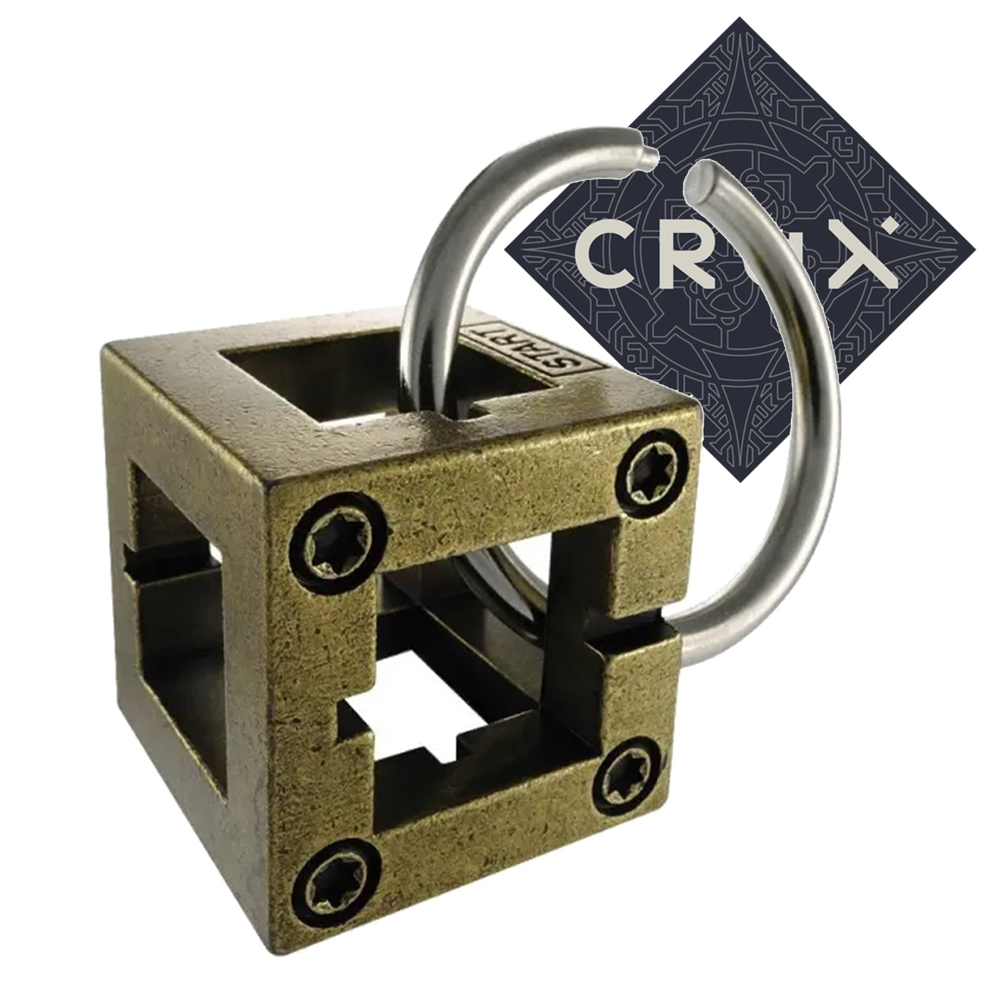Hanayama Cast Box Puzzle - Level 2 of 6 - Fairly Hard - Includes Crux Sticker