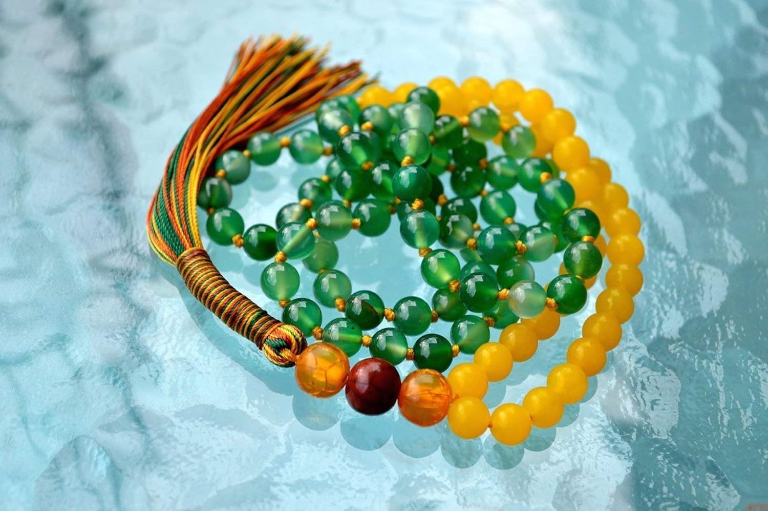 Green yellow new jade 8mm 108+1 prayer beads rosary jaap