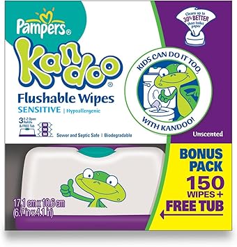 Pampers Kandoo Flushable Wipes For Toddlers, Sensitive Refill - 150 Ea