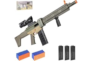 PIXATA Realistic Sniper Rifle Toy Guns for Nerf Guns Bullets, Electric Foam Blaster Toy Set with Scope, 100 Soft Darts and 3 Magazines, Kids Semi Automatic Machine Toy Gun for Boys 8-12 Old