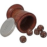 Handmade Wooden Dice Shaker Set - Includes Five Wooden Dice - Dice Game Set for Families