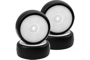 HIRCQOO Plastic Wheel Rims 12mm Hex Hub & Rubber Tires w/Foam Compatible with HSP Tamiya HPI Kyosho 1/10 On-Road Touring Car WLtoys 1/14 144001 RC 1/18 A959B Buggy (White)