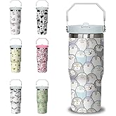 30 oz Cute Penguin Tumbler with Handle and Flip Straw, Stainless Steel Insulated Cup with Lid and Straw,Travel Coffee Mug Water Bottle,Christmas Birthday Mothers Day Gifts for Women Animal Lovers
