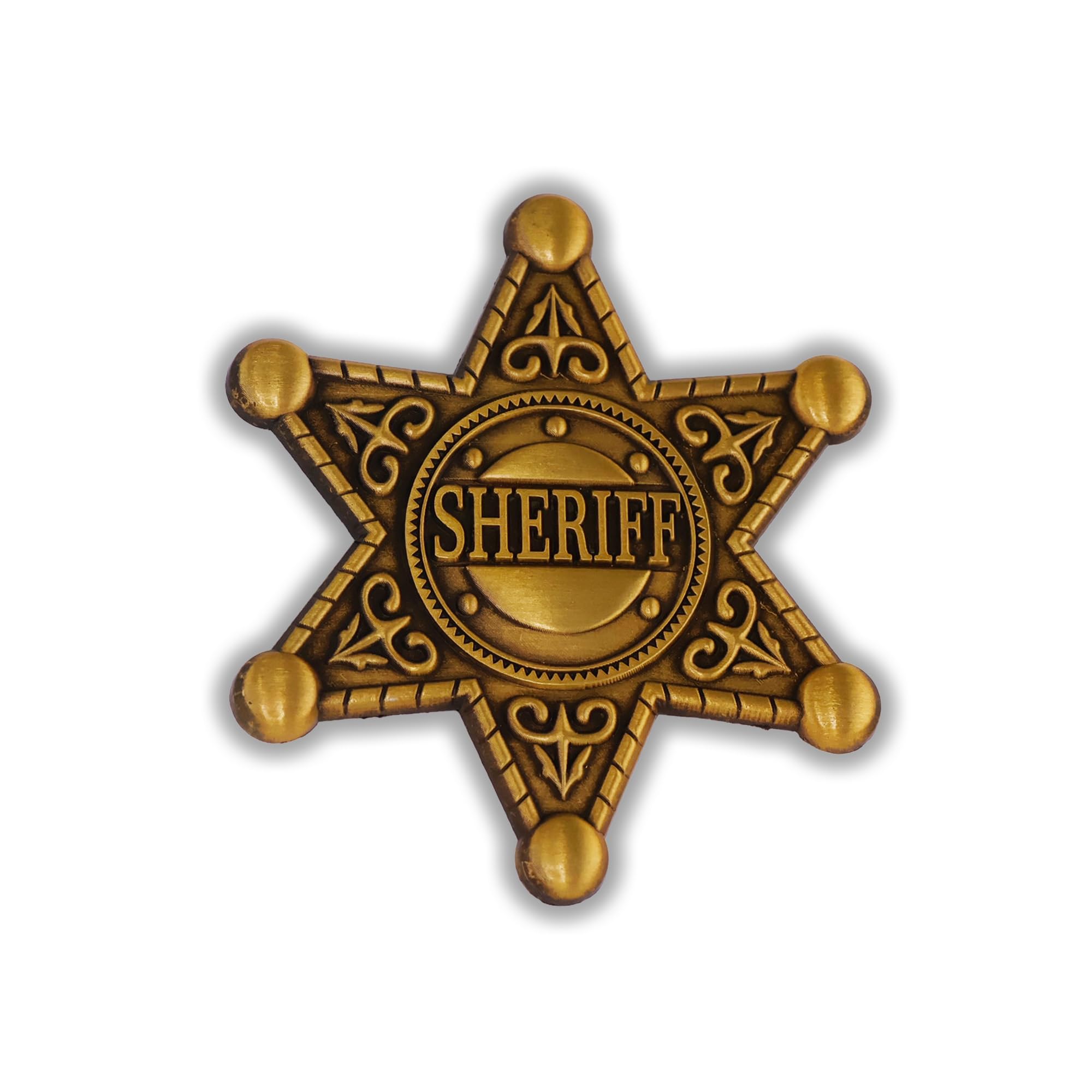Premium Metal Sheriff Badge – Fancy Dress & Costume Accessory for Adults & Kids – Western Cowboy Deputy Star with Secure Pin Backing – Durable & Realistic Fancy Dress Prop