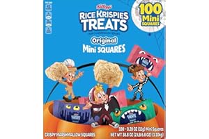 EXPRESS MINDS LLC Kellogg S Rice Krispiexs Treats Marshmallow Bars | Sweet Crispy Marshmallow Cereal Kids Snacks, Lunch Snacks, Grab n' Go, Original Individually Wrapped | (100 - COUNT Halloween Mini Squares)