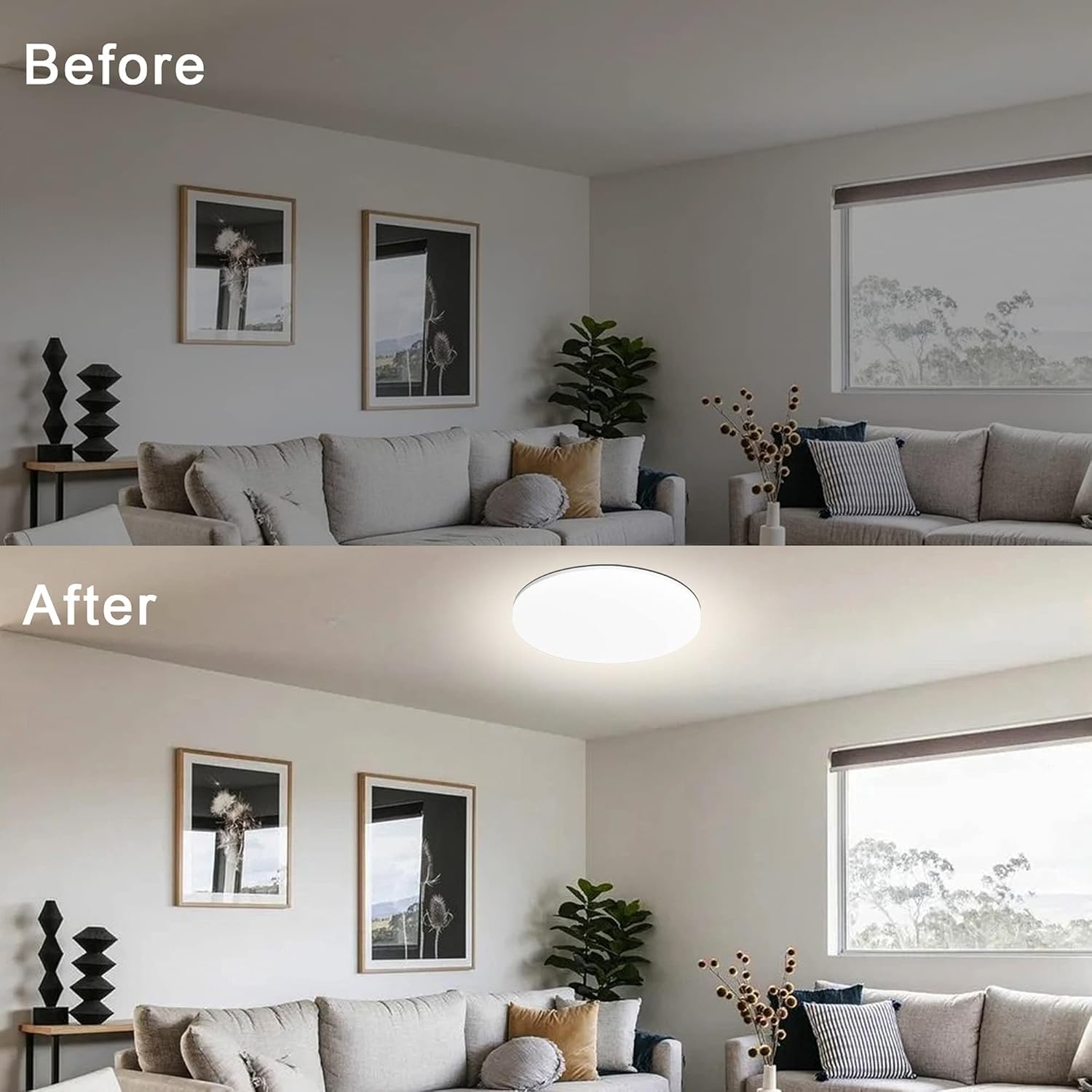 Aogled Plafonnier LED 18 W 1800 LM 4000 K Blanc Naturel Rond, Diamètre 22 cm, Angle du faisceau 180°, Lampe de salle de bain, Étanche IP54, Lampe de salon, Plafonnier, Adapté au balcon, Sans détecteur