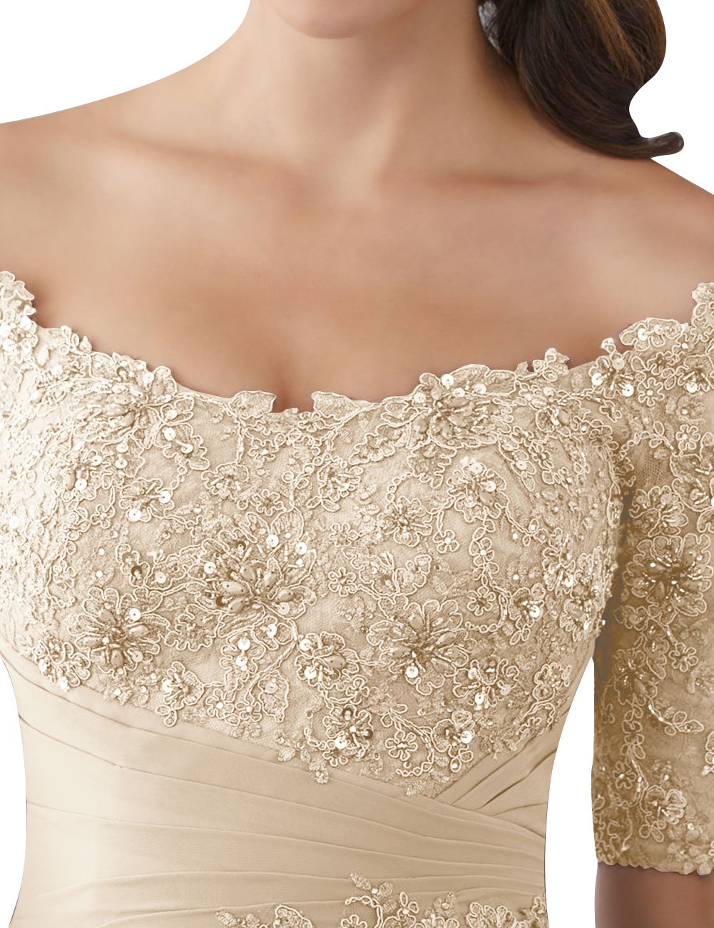 Evening Dresses Mother of The Bride Gowns with Sleeves Lace Long