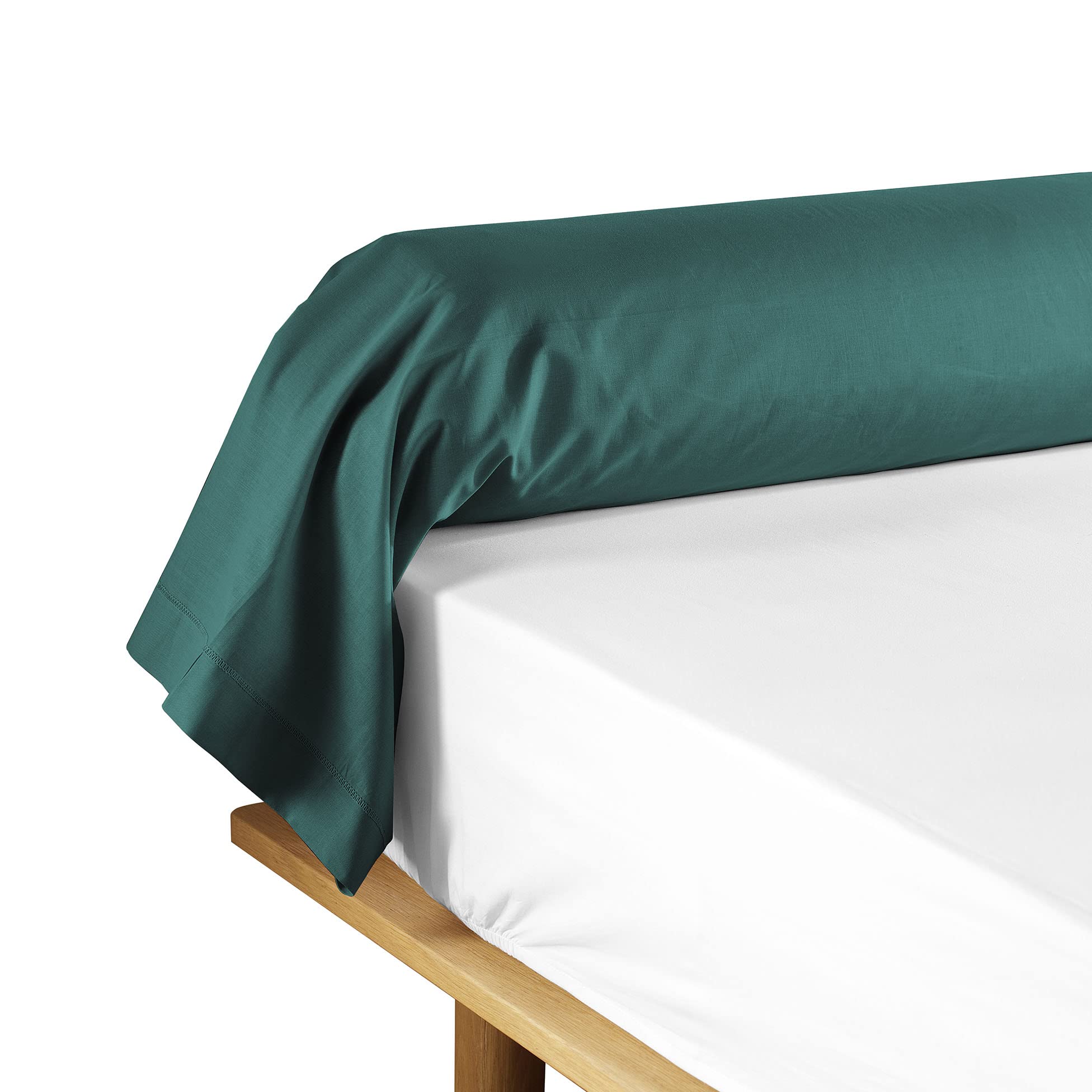 douceur d'intérieur, Lina Bolster Pillow Case (85 x 185 cm) 100% Cotton Emerald