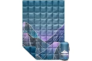 zzlamb Camping Blanket for Cold Weather,Outdoor Puffy Blanket Portable Down Alternative,Windproof Warm Cloak with Snaps,Cozy Quilt Backpacking Picnic RV Travel Plane Car Hammock Beach Climbing