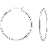 Savlano 925 Sterling silver Round Hoop Earrings for Women Comes in 30MM-65MM