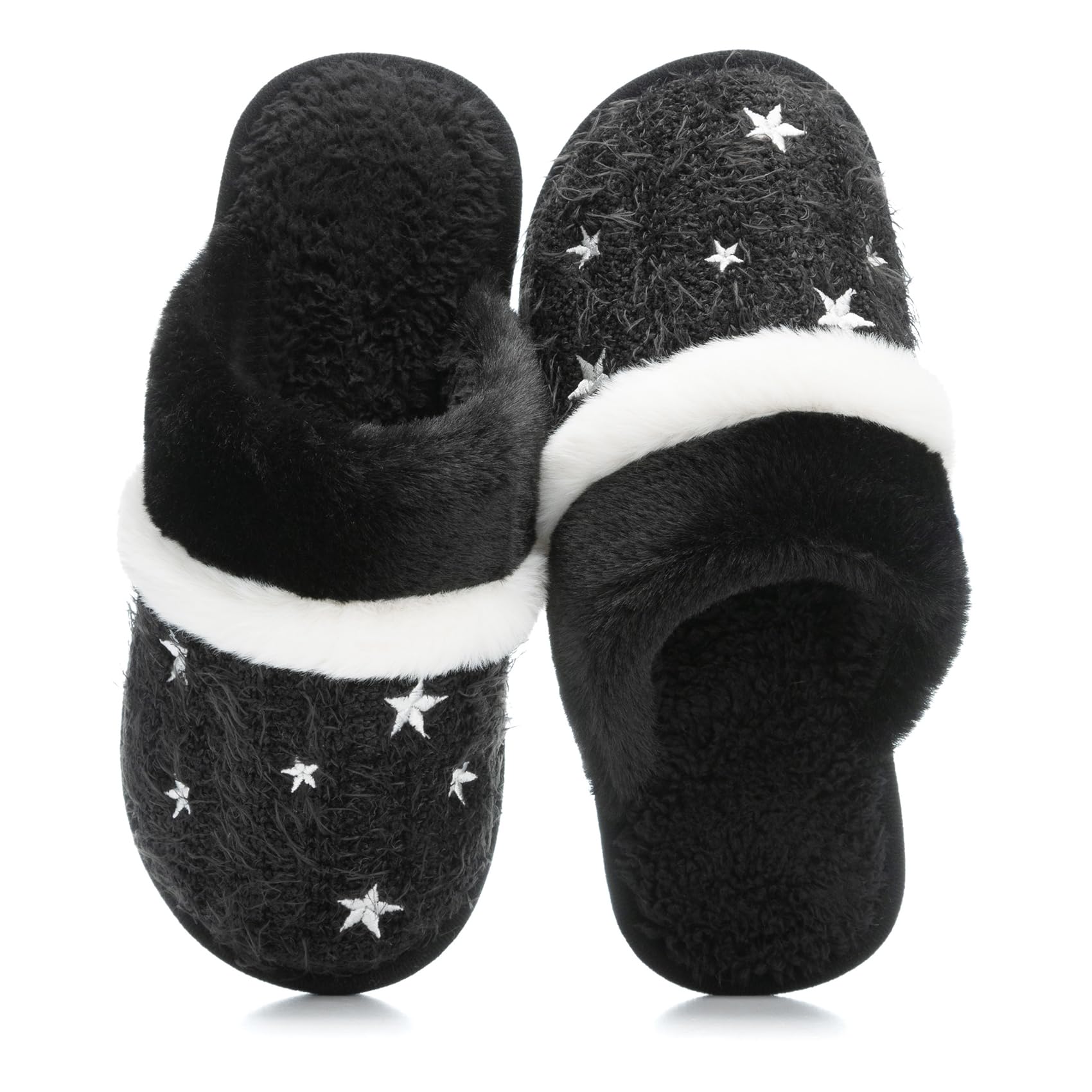 GOEWY Cozy Slippers for Women Indoor and Outdoor Fuzzy House Shoes with Memory Foam Anti-Skid Sole Gifts for Women Mom Ladies Image